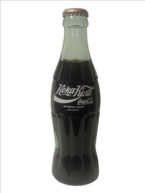 Coca-Cola Classic Glass Bottle with Bulgarian Label - Green Glass, Black Liquid